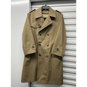 Vintage Botany 500 Coat Mens 38 Short Beige Belted Trench Faux Fur Lined USA